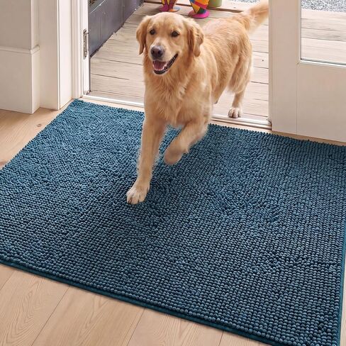 Tydle Dog Door Mat for Muddy Paws, 48"x60" Absorbent Chenille Dog Mat Indoor, Non Slip Washable Entryway Rug, Quick Dry Dirt Trapper Pet Mat for Dogs & Cats, Soft Indoor Doormat for Front Door (Gray) in Kuwait