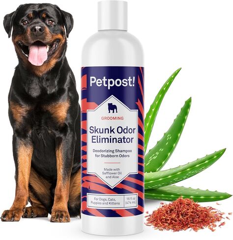Petpost | Skunk Odor Eliminator Shampoo for Dogs & Cats. Neutralizes Strong Odors. Gentle & Safe Formula. 16 oz in Kuwait