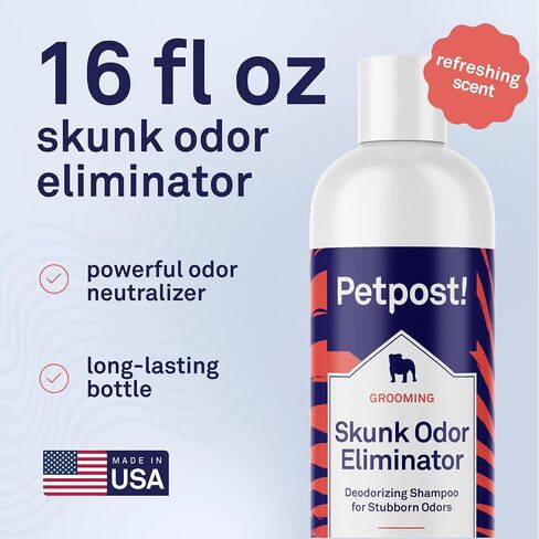 Petpost | Skunk Odor Eliminator Shampoo for Dogs & Cats. Neutralizes Strong Odors. Gentle & Safe Formula. 16 oz in Kuwait