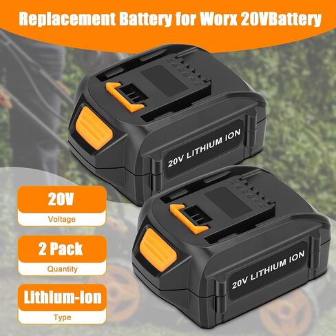KUNLUN 2Pack 5.5Ah Replacement for Worx Battery 20V Lithium Compatible for Worx 20-Volt Battery WA3575 WA3578 WA3520 WA3525 WG151s WG155s WG251s WG255s WG540s WG545s WG890 WG891 Cordless Tools in Kuwait