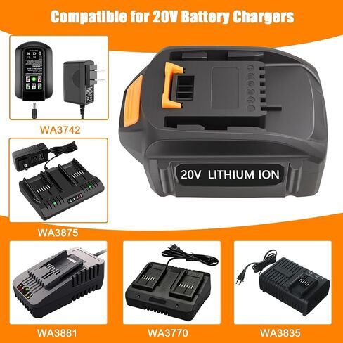 KUNLUN 2Pack 5.5Ah Replacement for Worx Battery 20V Lithium Compatible for Worx 20-Volt Battery WA3575 WA3578 WA3520 WA3525 WG151s WG155s WG251s WG255s WG540s WG545s WG890 WG891 Cordless Tools in Kuwait