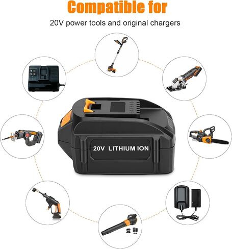 KUNLUN 2Pack 5.5Ah Replacement for Worx Battery 20V Lithium Compatible for Worx 20-Volt Battery WA3575 WA3578 WA3520 WA3525 WG151s WG155s WG251s WG255s WG540s WG545s WG890 WG891 Cordless Tools in Kuwait