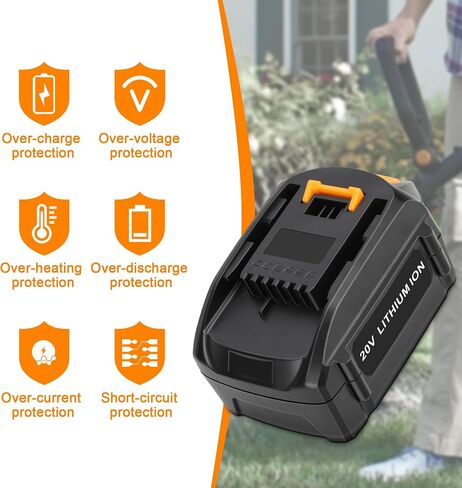 KUNLUN 2Pack 5.5Ah Replacement for Worx Battery 20V Lithium Compatible for Worx 20-Volt Battery WA3575 WA3578 WA3520 WA3525 WG151s WG155s WG251s WG255s WG540s WG545s WG890 WG891 Cordless Tools in Kuwait
