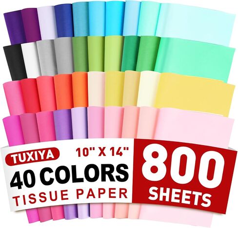 TUXIYA 800 Sheets Tissue Paper,40-Color 14"X10" Tissue Paper for Gift Bags in Saudi Arabia