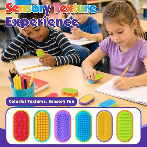 LESONG 48 Pack Sensory Fidget Toys for Kids Adults, Magnetic Fidget Sliders for Autism ADHD Stress Relief, Quiet Textured Silicone Desk Toys, Bulk Classroom Prizes Party Favors Calming Gifts in Kuwait