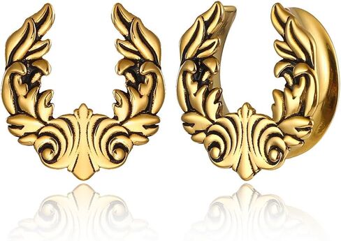 قطعتان من Earblity مقاس 8 مم - 25 مم (0G-1 بوصة) مقابس سرج قزم للأذنين الممدودة، لا تسبب الحساسية 316 من الفولاذ المقاوم للصدأ مقاييس الأذن الأنفاق مجوهرات ثقب الجسم للرجال والنساء in Kuwait