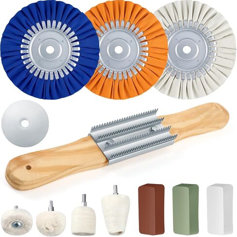 11 Pcs Airway Buffing Wheel Polishing Kit 8 Inch Polishing Wheel for Drill Buffing Wheel Rake Buffing Pads Wheel Polisher Kit Polishing Buffing Compound Kit for Angle Grinder in Kuwait