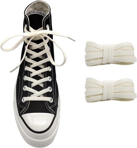 UamGlsob 5/16" Wide Elastic Shoe Laces Replacement Laces for Converse High Tops, Stretch Flat Shoelaces Shoe Strings for Vans in Kuwait