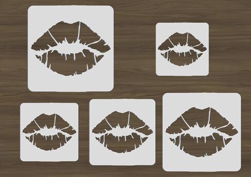 5PCS Lip Stencil Kiss Lips DIY Stencil with 5 Sizes Lips Lipstick Mouth Painting Stencils Reusable Red Lips PET Stencils for Floor Wall Wall Furniture Room Decorative in Saudi Arabia