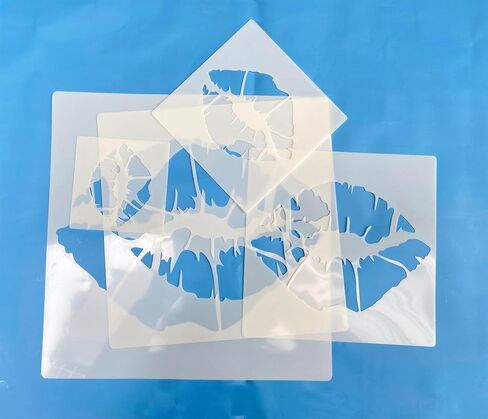 5PCS Lip Stencil Kiss Lips DIY Stencil with 5 Sizes Lips Lipstick Mouth Painting Stencils Reusable Red Lips PET Stencils for Floor Wall Wall Furniture Room Decorative in Saudi Arabia