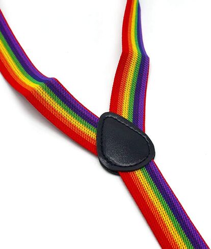 Denpetec Suspenders - Adjustable Elastic Y Back Style Suspenders for Men and Women with Strong Metal Clips(Rainbow) in Kuwait