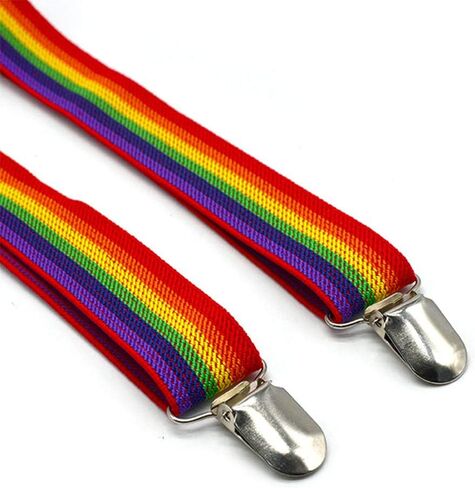 Denpetec Suspenders - Adjustable Elastic Y Back Style Suspenders for Men and Women with Strong Metal Clips(Rainbow) in Kuwait