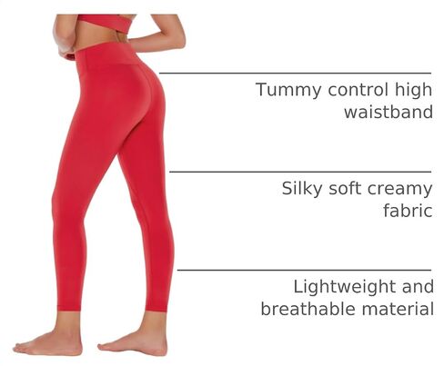 Womens Yoga Leggings Workout Tights Pants 25"/28" High Waisted No Front Seam Tummy Control Cream Feeling in Kuwait