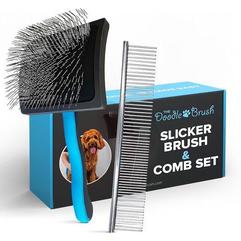 The Doodle Brush Dog Grooming Kit Slicker Brush, Dog Comb Set, Detangler in Saudi Arabia