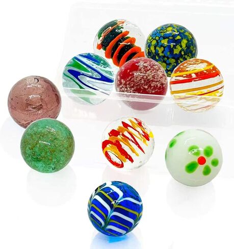 Large Glass Marbles, 10PCS 35mm (1.38 Inch), Assorted Colors in Saudi Arabia