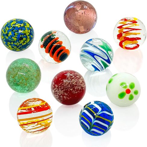 Large Glass Marbles, 10PCS 35mm (1.38 Inch), Assorted Colors in Saudi Arabia