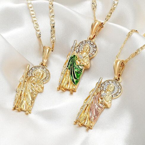 Luxe & Co. Jewelry Saint Jude Necklace 14K Gold Plated San Judas Oro Laminado San Judas Necklace in Kuwait