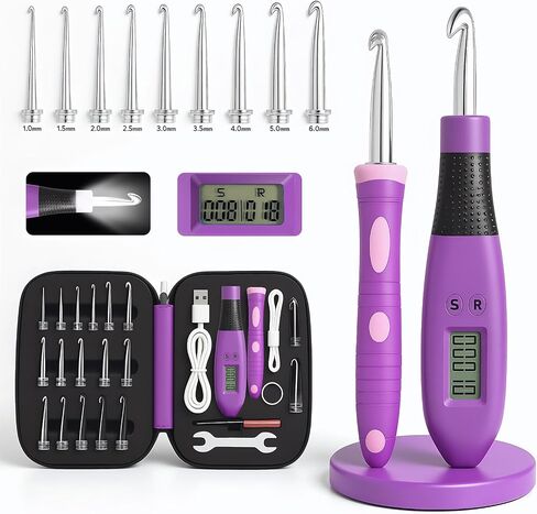 Light Up Crochet Hook Set with 18 Sizes, Lighted Everything Counting Kit in Kuwait