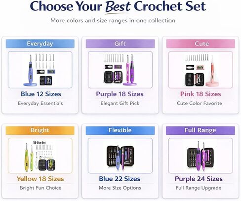 Light Up Crochet Hook Set with 18 Sizes, Lighted Everything Counting Kit in Kuwait