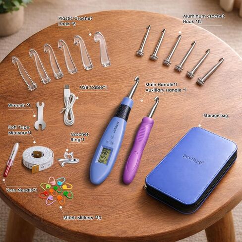 Light Up Crochet Hook Set with 18 Sizes, Lighted Everything Counting Kit in Kuwait