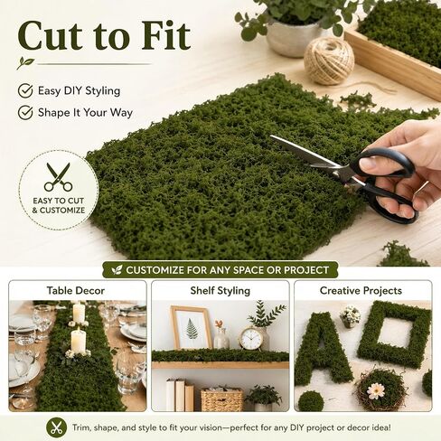 2 Pcs Fake Moss Table Runner, 12'' x 71'' Artificial Sheet Moss Decor Roll, Waterproof Faux Moss Blanket, Fake Green Grass Tablecloth for Crafts Garden Wall Wedding Birthday Party Decoration in Saudi Arabia
