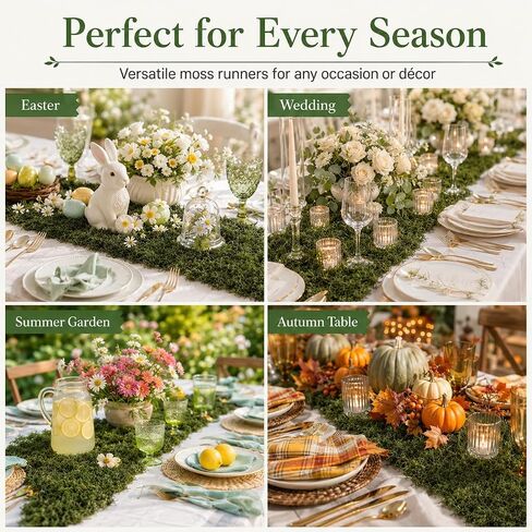 2 Pcs Fake Moss Table Runner, 12'' x 71'' Artificial Sheet Moss Decor Roll, Waterproof Faux Moss Blanket, Fake Green Grass Tablecloth for Crafts Garden Wall Wedding Birthday Party Decoration in Saudi Arabia