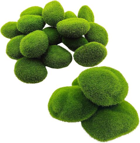 Artificial Moss Rocks Moss Stones Green Moss Balls 20 PCS 2 Sizes Fake Faux Green Moss Decor for Fairy Gardens Floral Arrangements Craft Plants Indoor Planter Table Weddings Parties in Saudi Arabia