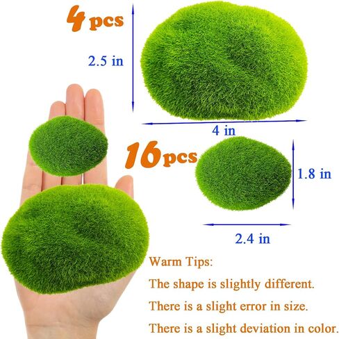 Artificial Moss Rocks Moss Stones Green Moss Balls 20 PCS 2 Sizes Fake Faux Green Moss Decor for Fairy Gardens Floral Arrangements Craft Plants Indoor Planter Table Weddings Parties in Saudi Arabia