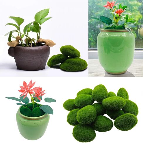 Artificial Moss Rocks Moss Stones Green Moss Balls 20 PCS 2 Sizes Fake Faux Green Moss Decor for Fairy Gardens Floral Arrangements Craft Plants Indoor Planter Table Weddings Parties in Saudi Arabia