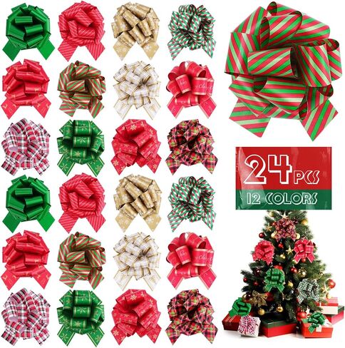 24PCS Red Pull Bows for Gift Wrapping,6 Inch Large Gift Wrap Bows for Boxes, Present, Gift Baskets, Flower Bouquets, Red Gift Bows for Easter, Mother's Day, Christmas, Weddings, Birthdays and Parties. in Saudi Arabia