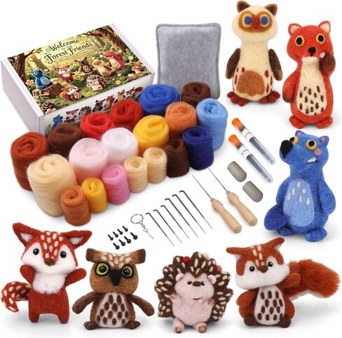 OEHPICC Needle Felting Kit, 7 Woodland Animals Felt Needle Kit in Saudi Arabia