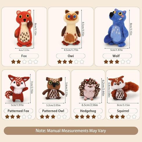 OEHPICC Needle Felting Kit, 7 Woodland Animals Felt Needle Kit in Saudi Arabia