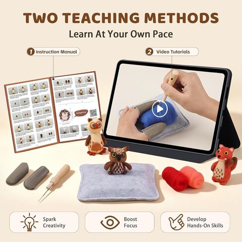 OEHPICC Needle Felting Kit, 7 Woodland Animals Felt Needle Kit in Saudi Arabia