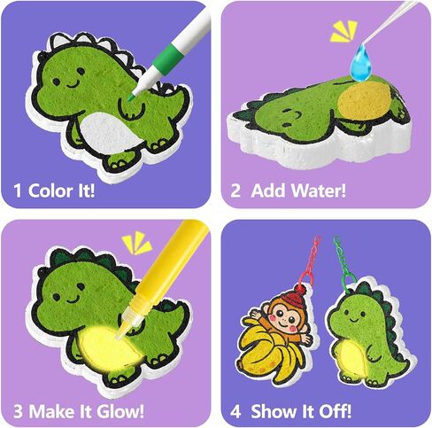 AMOSTING Glow in the Dark Animal Magic Puffs Craft Kit for Kids Ages 4+ in Kuwait
