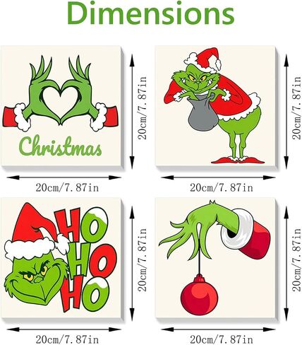 MjhRcll 4 Pack Framed Christmas Paint by Numbers Kit for Kid Beginners,Easy Cartoon Paint by Number Kits for Kid Ages 6-8-10-12,DIY Acrylic Painting Drawing Art Crafts for Holiday Gifts 8X8 Inch. in Saudi Arabia