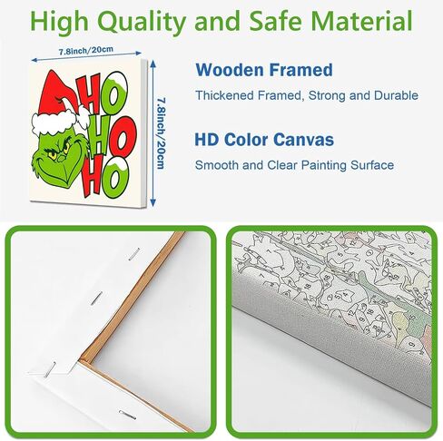 MjhRcll 4 Pack Framed Christmas Paint by Numbers Kit for Kid Beginners,Easy Cartoon Paint by Number Kits for Kid Ages 6-8-10-12,DIY Acrylic Painting Drawing Art Crafts for Holiday Gifts 8X8 Inch. in Saudi Arabia