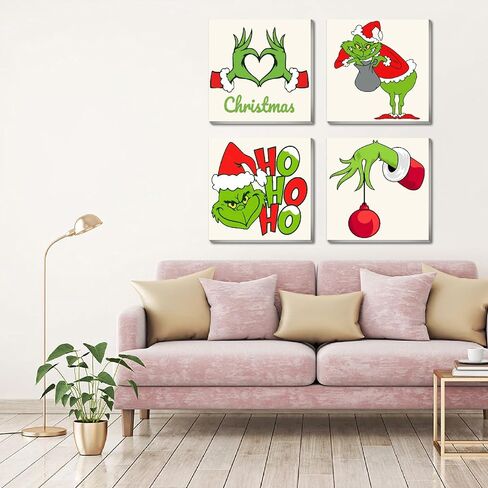 MjhRcll 4 Pack Framed Christmas Paint by Numbers Kit for Kid Beginners,Easy Cartoon Paint by Number Kits for Kid Ages 6-8-10-12,DIY Acrylic Painting Drawing Art Crafts for Holiday Gifts 8X8 Inch. in Saudi Arabia