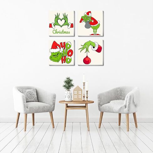 MjhRcll 4 Pack Framed Christmas Paint by Numbers Kit for Kid Beginners,Easy Cartoon Paint by Number Kits for Kid Ages 6-8-10-12,DIY Acrylic Painting Drawing Art Crafts for Holiday Gifts 8X8 Inch. in Saudi Arabia