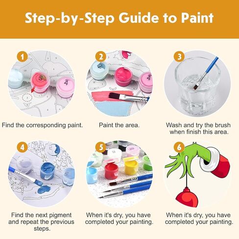 MjhRcll 4 Pack Framed Christmas Paint by Numbers Kit for Kid Beginners,Easy Cartoon Paint by Number Kits for Kid Ages 6-8-10-12,DIY Acrylic Painting Drawing Art Crafts for Holiday Gifts 8X8 Inch. in Saudi Arabia