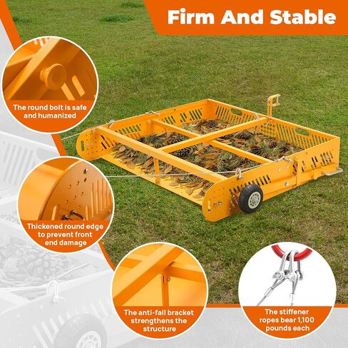 POPMOON 2-in-1 Horse Manure Scoop Tow Behind Trailer Horse Paddock Cleaner in Kuwait