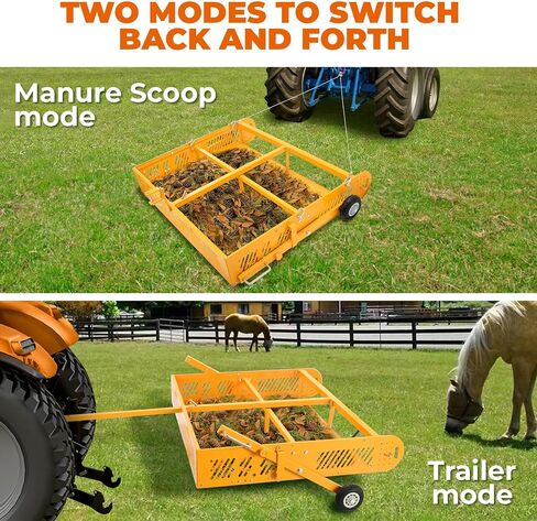 POPMOON 2-in-1 Horse Manure Scoop Tow Behind Trailer Horse Paddock Cleaner in Kuwait