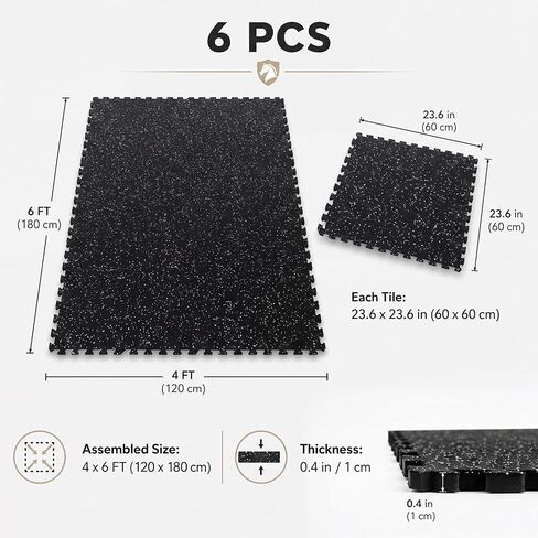 Dilunave 6 Pack Horse Stall Mats, 4 x 6 ft Rubber Interlocking, 0.4" Thick in Kuwait