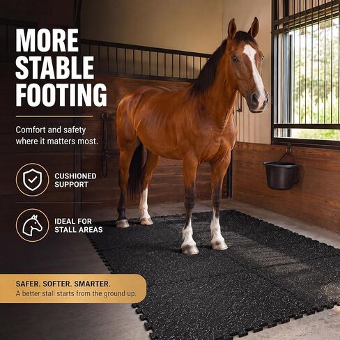 Dilunave 6 Pack Horse Stall Mats, 4 x 6 ft Rubber Interlocking, 0.4" Thick in Kuwait