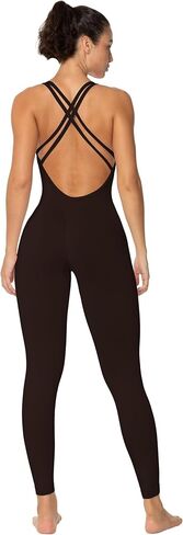 Sunzel Jumpsuits for Women Backless, Seamless Workout One Piece Bodycon Romper Scoop Neck, Butt Scrunch Leggings Unitard in Kuwait