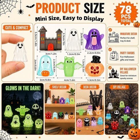 78Pcs Halloween Luminous Mini Resin Figures 78Style Small Figurines in Kuwait