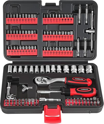 TOMMARS 102-Pc Screwdriver Bit Set, S2 Steel 1/4" Hex Shank Bits Includes Quick Release Bit Holder in Kuwait