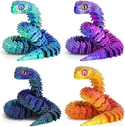 Ivrmtal 12PCS 3D Printed Snake Toys, 12in Flexible 3D Printed Animals for Easter Eggs Filled Easter Basket Stuffers Essentials 3D Snake Fidget Toys for ADHD Stress Relief Christmas Home Desk Decor in Kuwait