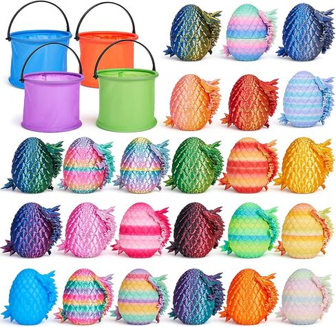 TBOLINE 16 Pack 3D Printed Dragon Egg, Cool Articulated Crystal Dragon Goodie Bags Stuffers Toys for Kids, Surprise Animals Treasure Box Classroom Prizes Bulk Party Favors Cool Stuff for Kids Boys in Saudi Arabia