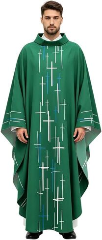 Church Pastor Celebrant Chasuble Priest Vintage Robe Gown Cape Casscock Clergy Pulpit Altar Server Vestment Men Women in Kuwait