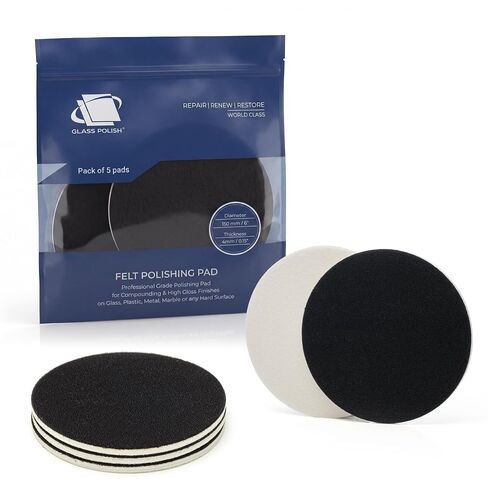 GLASS POLISH 11010 GP-PRO Felt Polishing Pads for Polishing Glass, Plastic, Metal, Marble - Ø 6 inch - Pack of 5 Pads in Kuwait